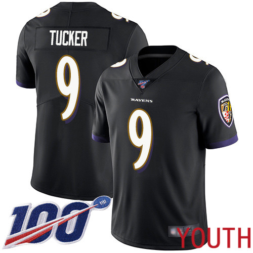 Baltimore Ravens Limited Black Youth Justin Tucker Alternate Jersey NFL Football #9 100th Season Vapor Untouchable->baltimore ravens->NFL Jersey